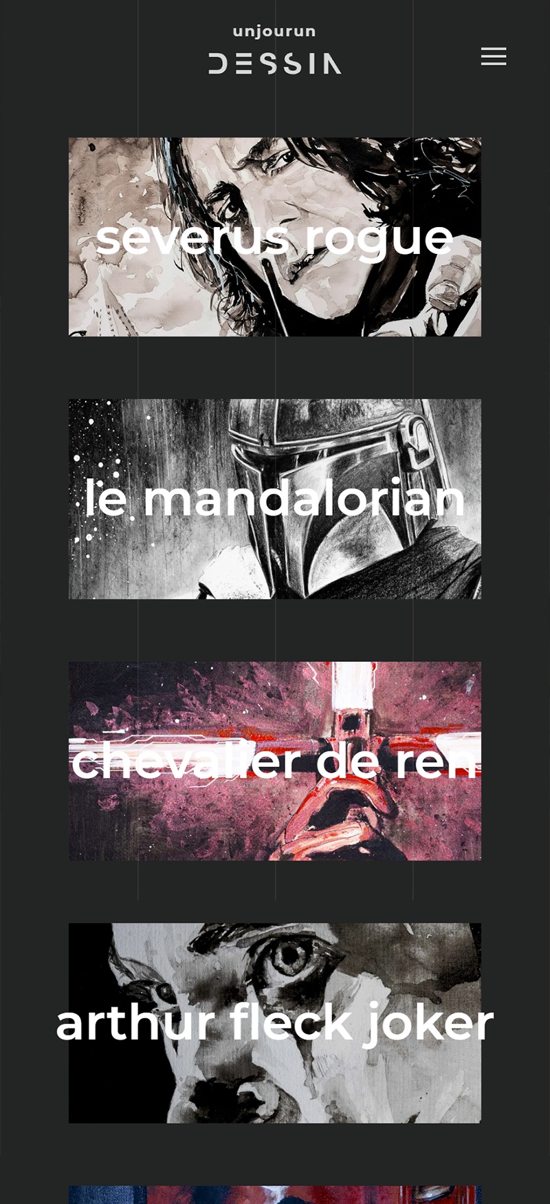 Un Jour Un Dessin - Screenshot of the mobile development of Matthieu Bolufer's WordPress site from Creano, custom-developed by Eric Huguenin