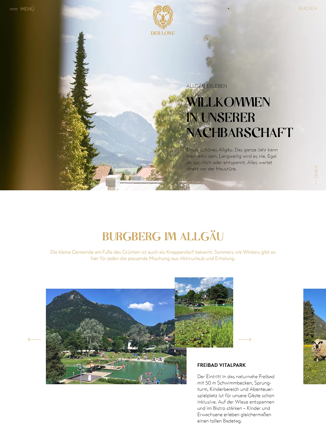 DER LÖWE BURGBERG - Screenshot of the desktop development of the DER LÖWE BURGBERG WordPress site created with the Ohaey agency, custom-developed by Eric Huguenin